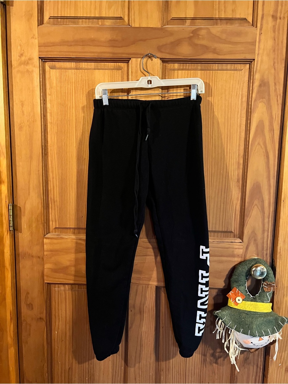 PINK Victoria's Secret Black Jogger Sweatpants with White Side Lettering